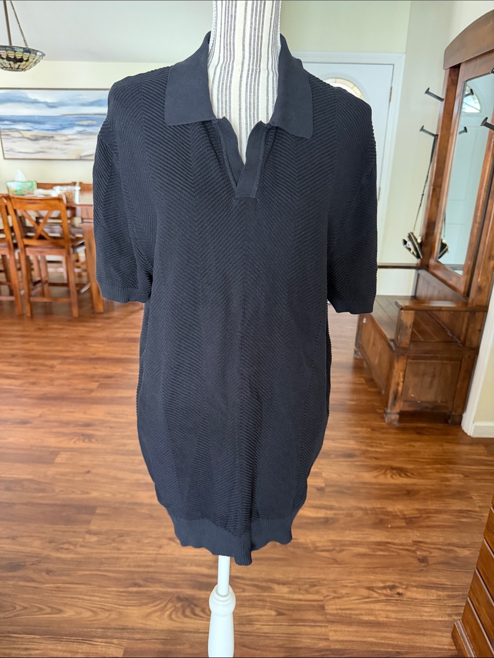 Karl Lagerfeld Black Polo Knit Midi Dress